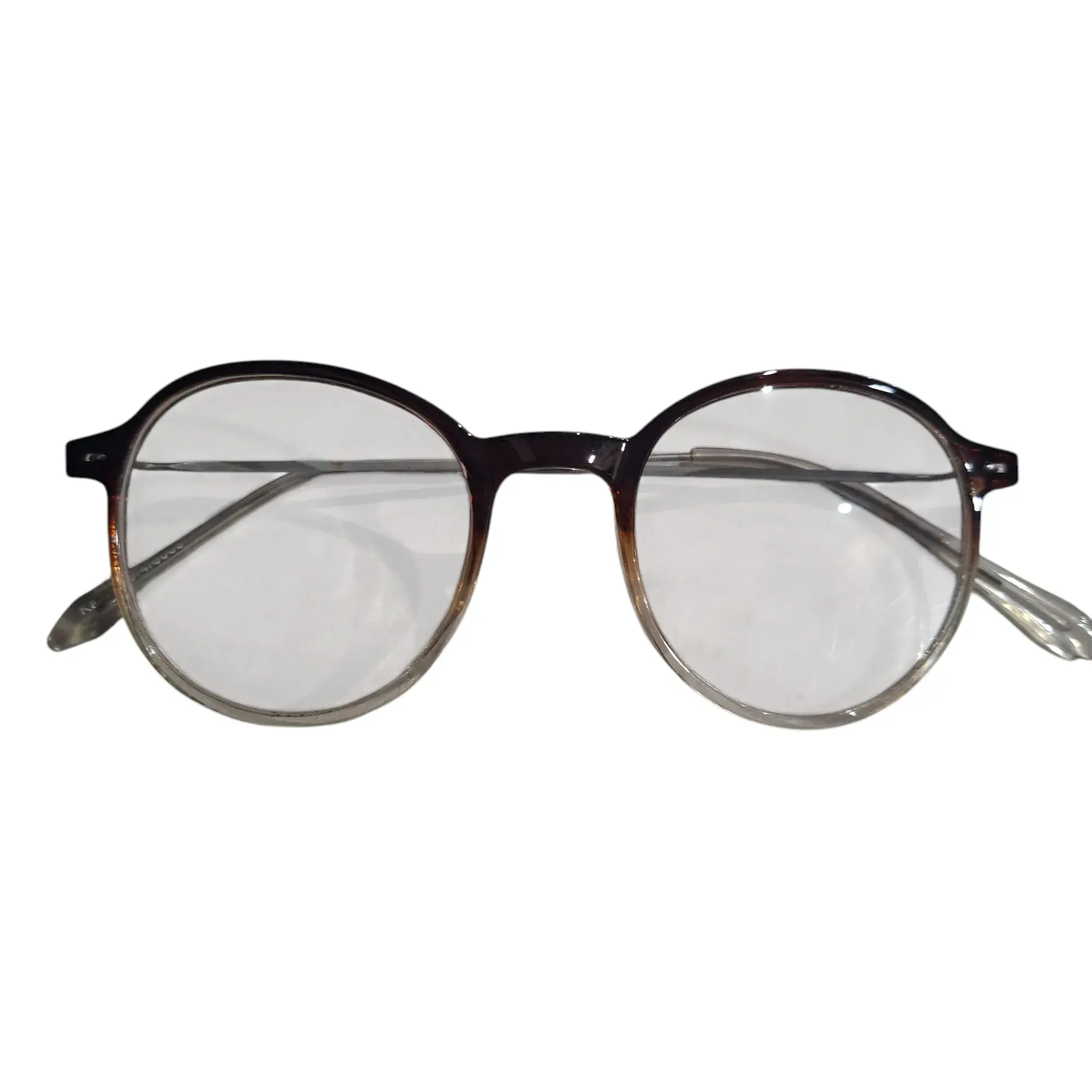 Kacamata Anti Radiasi Merah Kecoklatan Bulat Tangkai Elastis Unisex Transaparan 004